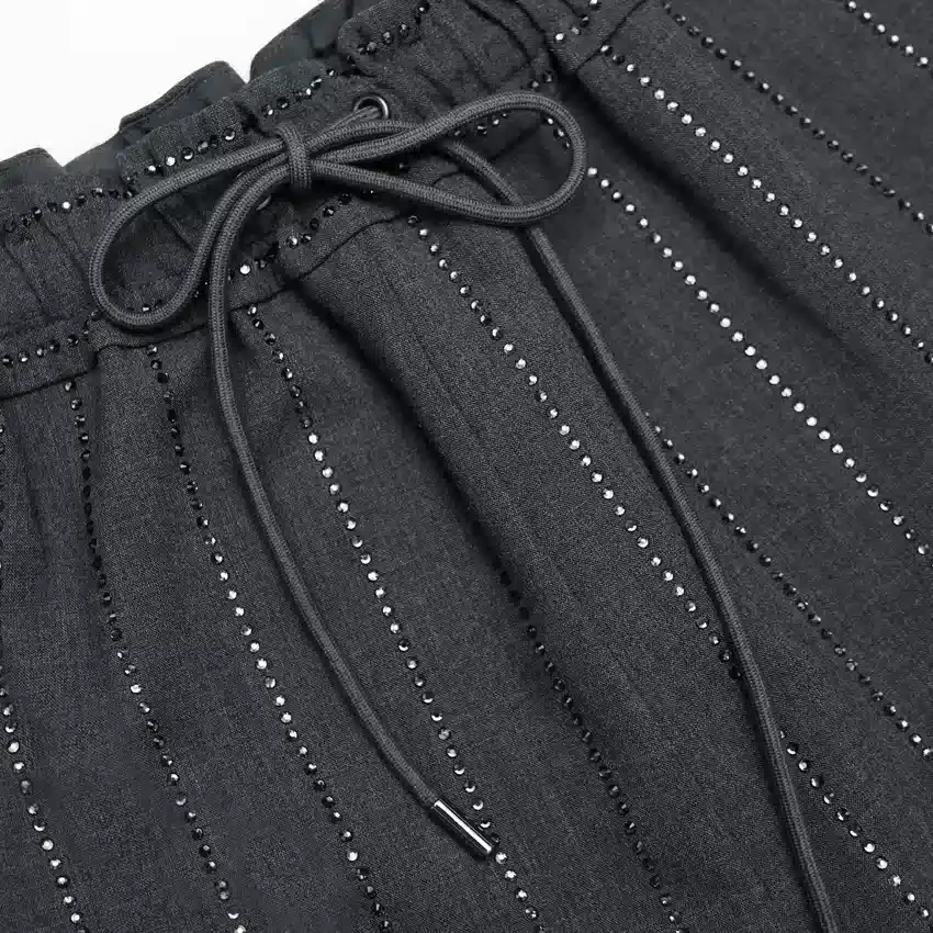 Grey Rhinestone Pinstripe Trousers Grey Rhinestone Pinstripe Trousers