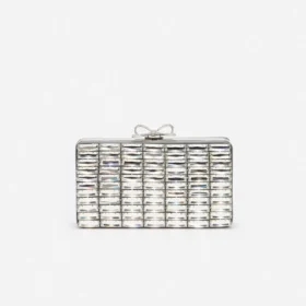 Grey Satin Crystal Clutch Bag Grey Satin Crystal Clutch Bag