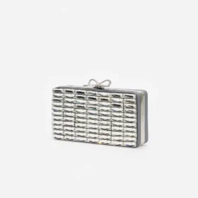 Grey Satin Crystal Clutch Bag Grey Satin Crystal Clutch Bag