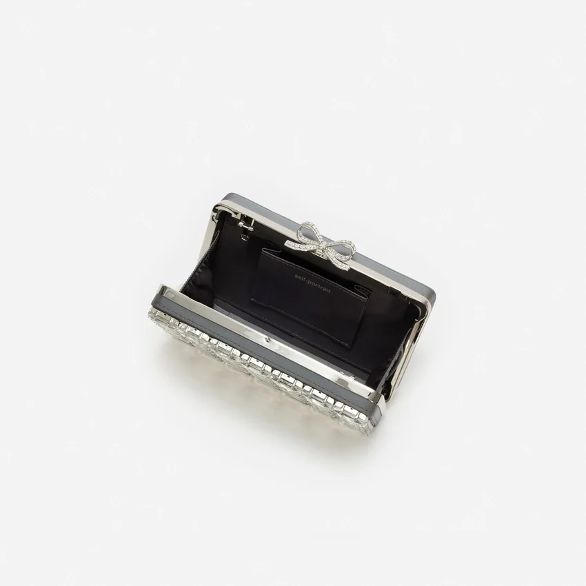 Grey Satin Crystal Clutch Bag Grey Satin Crystal Clutch Bag