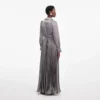 Grey Satin Pleated Maxi Dress Grey Satin Pleated Maxi Dress