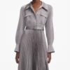 Grey Satin Pleated Maxi Dress Grey Satin Pleated Maxi Dress