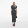 Grey Tailored Flower Detail Midi Dress Grey Tailored Flower Detail Midi Dress