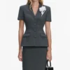 Grey Tailored Flower Detail Midi Dress Grey Tailored Flower Detail Midi Dress