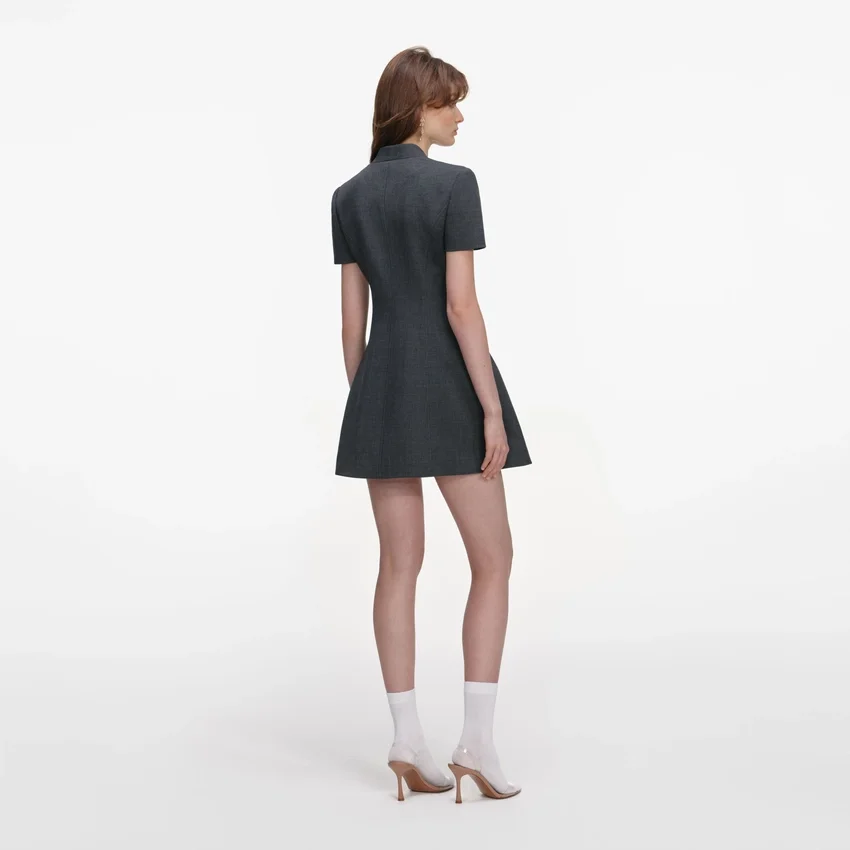 Grey Tailored Flower Detail Mini Dress Grey Tailored Flower Detail Mini Dress
