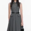 Grey Tailored Pleated Midi Dress Grey Tailored Pleated Midi Dress