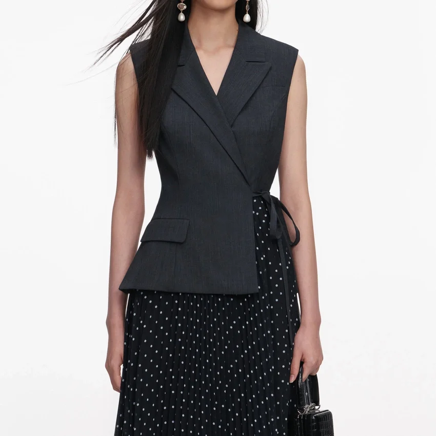Grey Tailored Polka Dot Midi Dress Grey Tailored Polka Dot Midi Dress