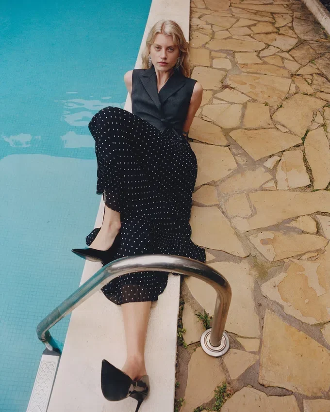 Grey Tailored Polka Dot Midi Dress Grey Tailored Polka Dot Midi Dress