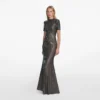 Gunmetal Rhinestone Mesh Maxi Dress Gunmetal Rhinestone Mesh Maxi Dress