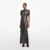Gunmetal Rhinestone Mesh Midi Dress Gunmetal Rhinestone Mesh Midi Dress