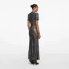 Gunmetal Rhinestone Mesh Midi Dress Gunmetal Rhinestone Mesh Midi Dress