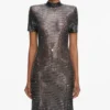 Gunmetal Rhinestone Mesh Midi Dress Gunmetal Rhinestone Mesh Midi Dress
