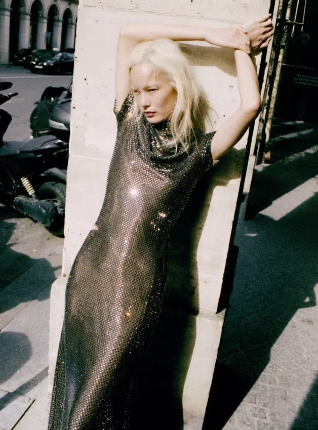 Gunmetal Rhinestone Mesh Midi Dress Gunmetal Rhinestone Mesh Midi Dress