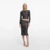 Gunmetal Rhinestone Midi Skirt Gunmetal Rhinestone Midi Skirt