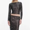 Gunmetal Rhinestone Midi Skirt Gunmetal Rhinestone Midi Skirt