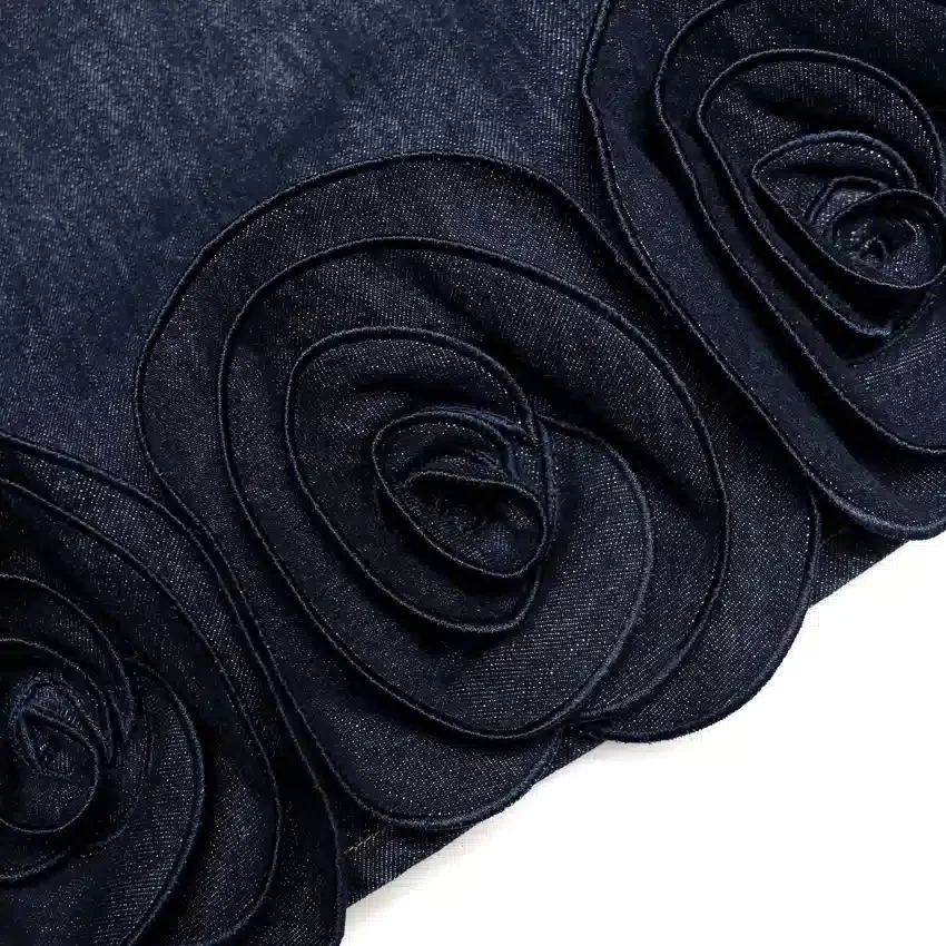 Indigo Denim 3D Flower Mini Dress Indigo Denim 3D Flower Mini Dress