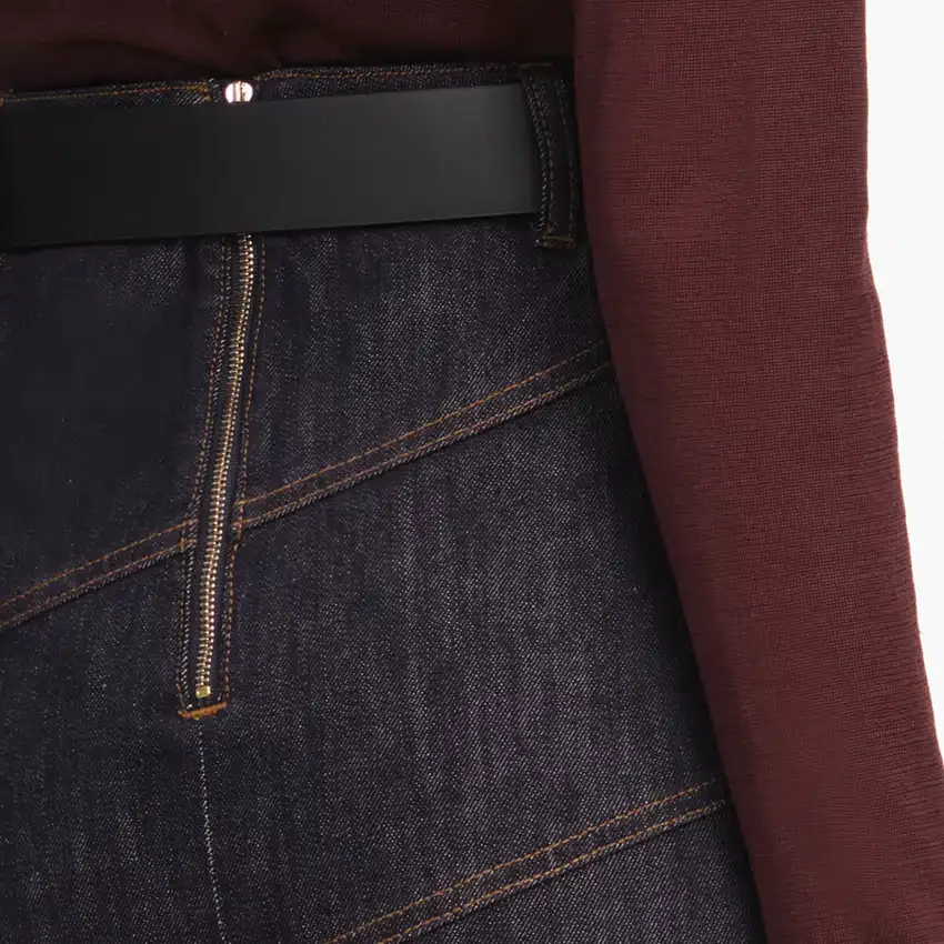 Indigo Denim Belted Midi Skirt Indigo Denim Belted Midi Skirt