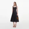Indigo Denim Bow Embroidered Midi Dress Indigo Denim Bow Embroidered Midi Dress