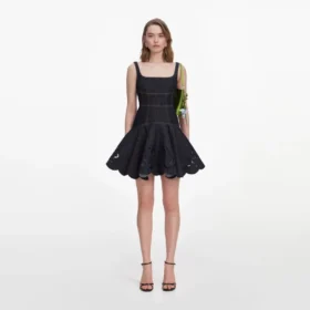 Indigo Denim Bow Embroidered Mini Dress Indigo Denim Bow Embroidered Mini Dress