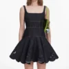 Indigo Denim Bow Embroidered Mini Dress Indigo Denim Bow Embroidered Mini Dress