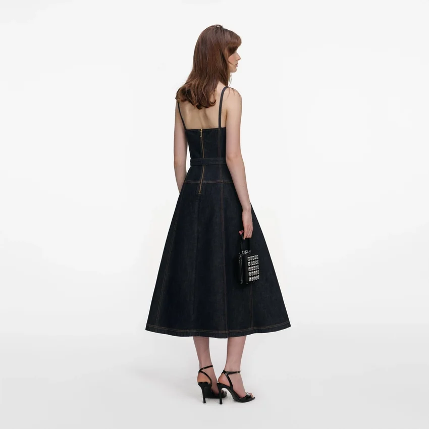 Indigo Denim Flared Midi Dress Indigo Denim Flared Midi Dress