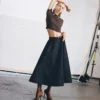 Indigo Denim Flared Midi Skirt Indigo Denim Flared Midi Skirt