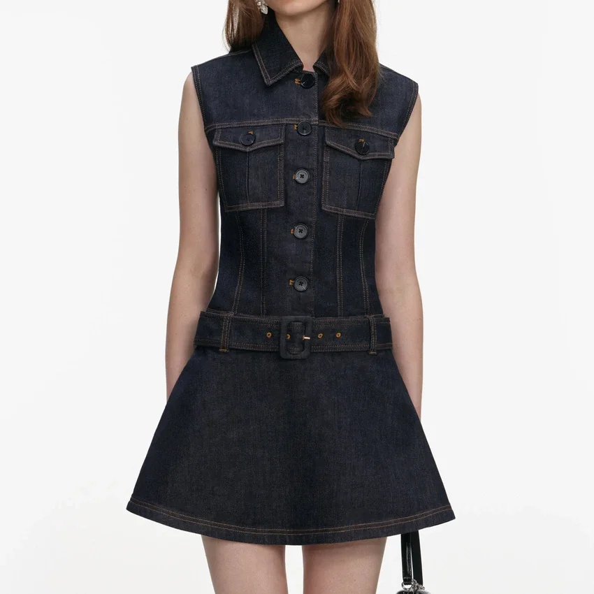 Indigo Denim Flared Mini Dress Indigo Denim Flared Mini Dress