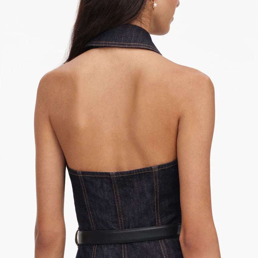 Indigo Denim Halterneck Midi Dress Indigo Denim Halterneck Midi Dress