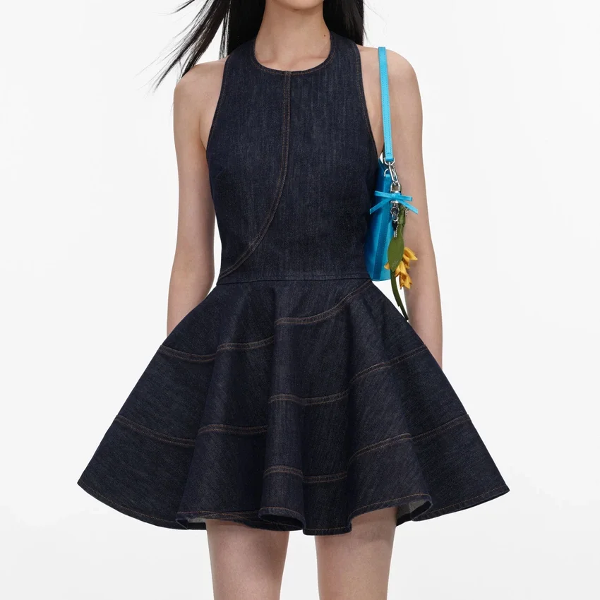Indigo Denim Halterneck Mini Dress Indigo Denim Halterneck Mini Dress