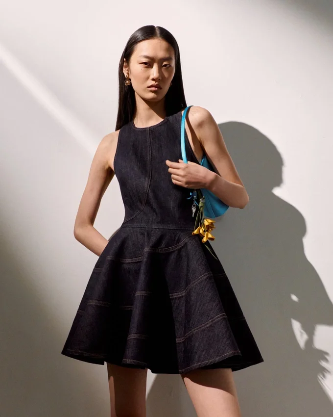 Indigo Denim Halterneck Mini Dress Indigo Denim Halterneck Mini Dress