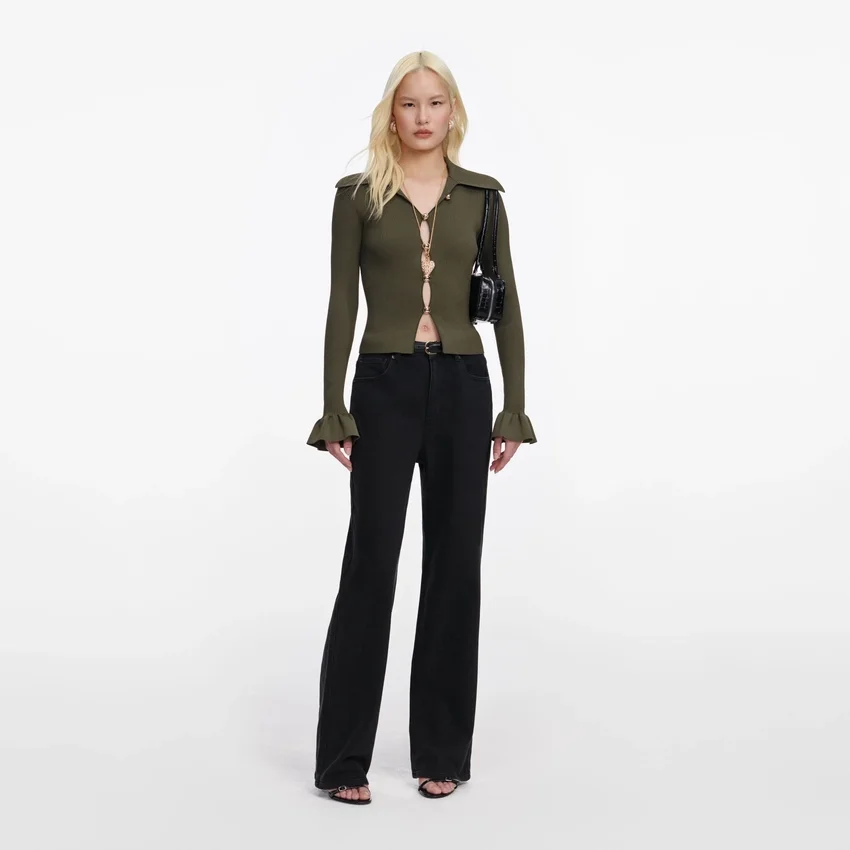 Khaki Button Down Knit Top Khaki Button Down Knit Top