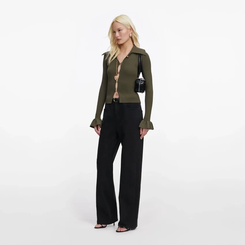 Khaki Button Down Knit Top Khaki Button Down Knit Top