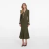 Khaki Pointelle Knit Midi Dress Khaki Pointelle Knit Midi Dress