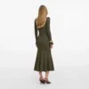 Khaki Pointelle Knit Midi Dress Khaki Pointelle Knit Midi Dress