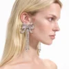 Large Crystal Bow Droplet Earrings