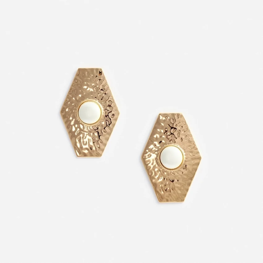 Large Hammered Gold Pearl Earrings Large Hammered Gold Pearl Earrings