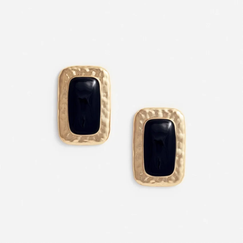 Large Mottled Gold Black Earrings Large Mottled Gold Black Earrings