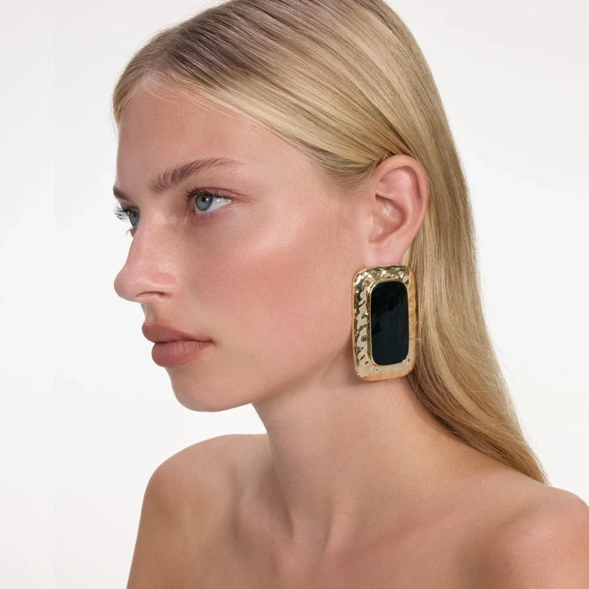Large Mottled Gold Black Earrings Large Mottled Gold Black Earrings