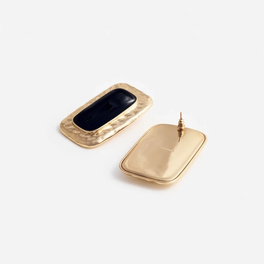 Large Mottled Gold Black Earrings Large Mottled Gold Black Earrings