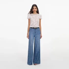 Light Blue Rhinestone Stripe Denim Jeans Light Blue Rhinestone Stripe Denim Jeans