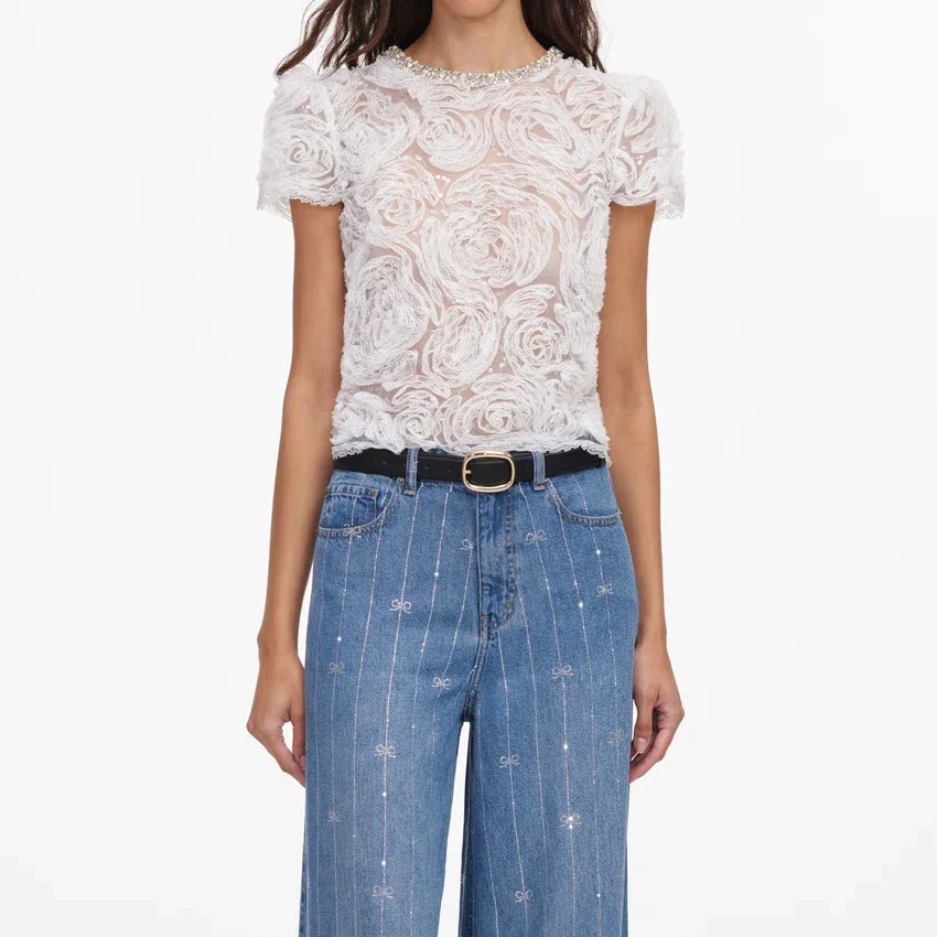 Light Blue Rhinestone Stripe Denim Jeans Light Blue Rhinestone Stripe Denim Jeans