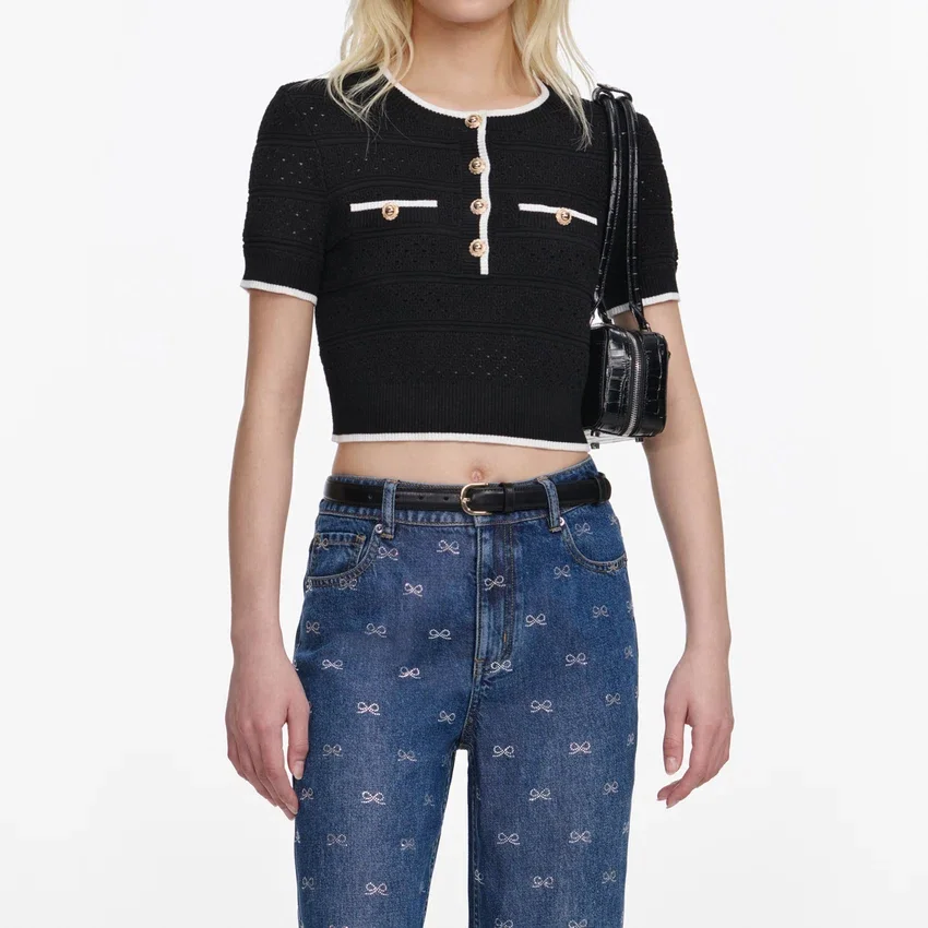Lightweight Bow Embellished Jeans Lightweight Bow Embellished Jeans
