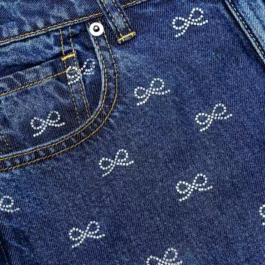 Lightweight Bow Embellished Jeans Lightweight Bow Embellished Jeans