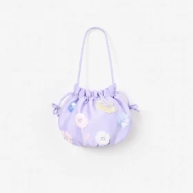 Lilac Flower Embellished Pouch Bag