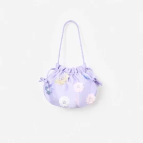 Lilac Flower Embellished Pouch Bag