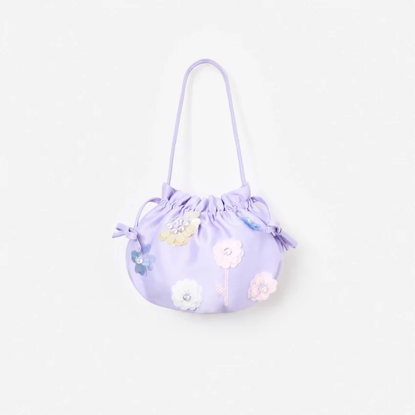 Lilac Flower Embellished Pouch Bag Lilac Flower Embellished Pouch Bag
