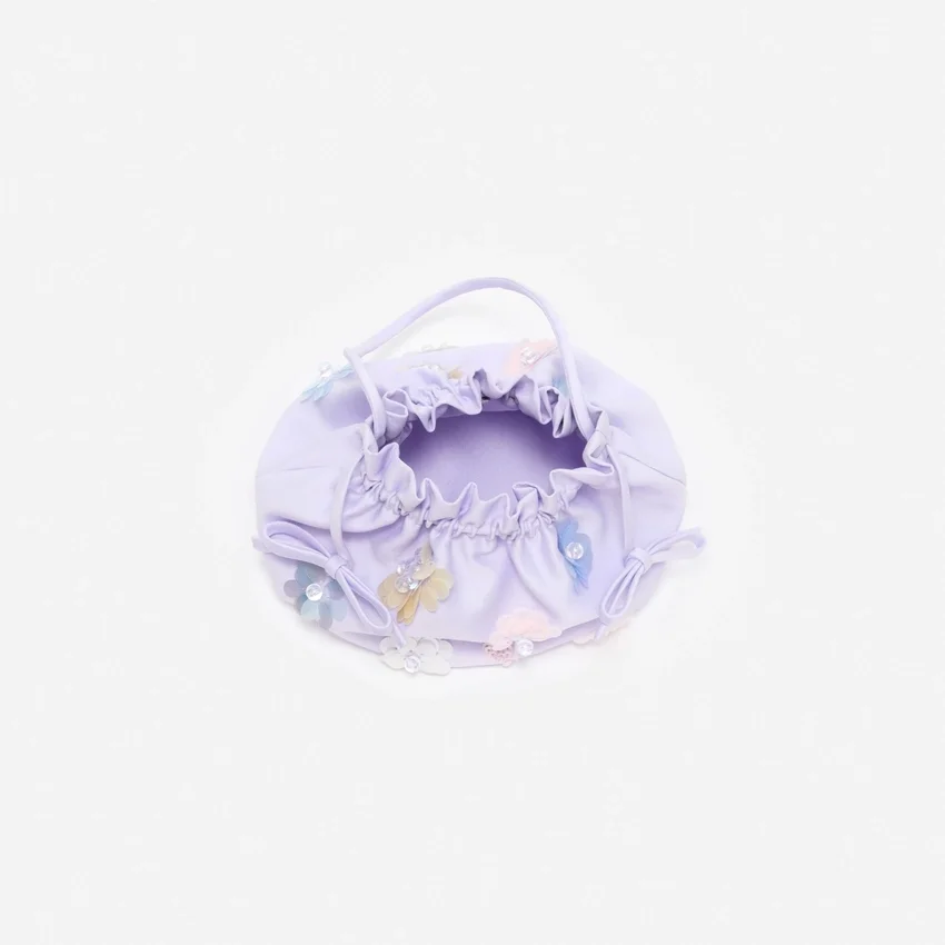 Lilac Flower Embellished Pouch Bag Lilac Flower Embellished Pouch Bag