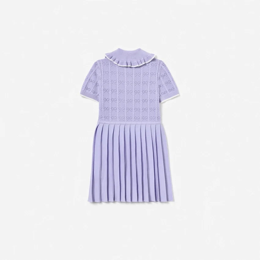 Lilac Pleated Pointelle Knit Dress Lilac Pleated Pointelle Knit Dress
