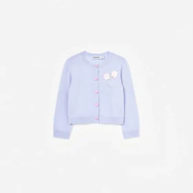 Lilac Sequin Flower Embroidered Knit Cardigan