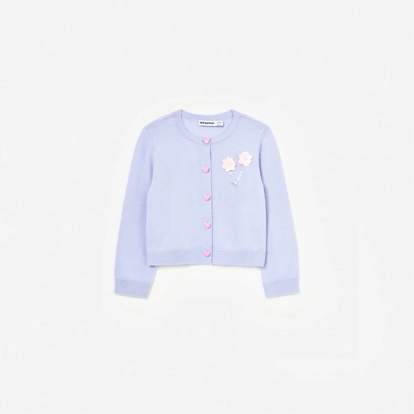 Lilac Sequin Flower Embroidered Knit Cardigan Lilac Sequin Flower Embroidered Knit Cardigan